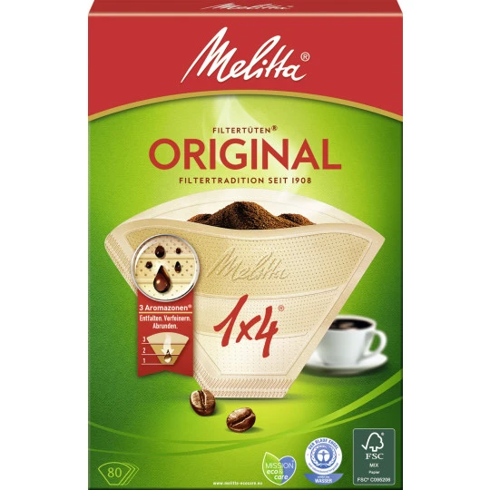 Melitta Aroma Filtertüten Naturbraun Gr.1x4 80ST