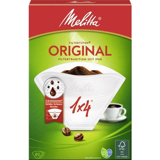 Melitta Aroma Filtertüten Weiß Gr.1x4 80ST